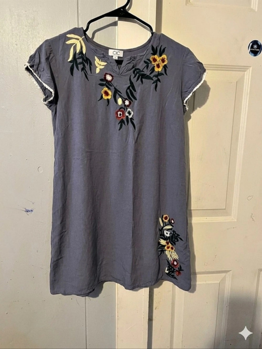 Chico's Embroidered Mini Dress in Purple Like New